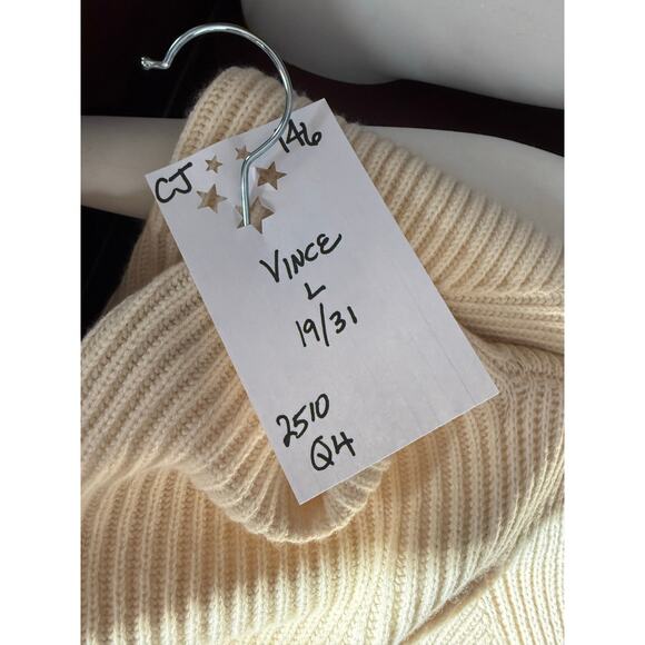 Vince Sweater Women's Large Ribbed Cream Sleeveless Wool Cashmere Blend - Picture 4 of 6
